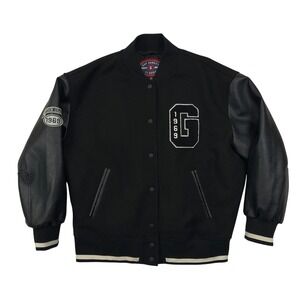 GAP Varsity Classic G 1969 Black Wool Leather Sleeve Letterman Jacket Mens M